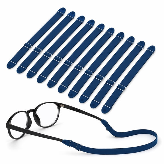 stcellnmex 9 Pcs Glasses Strap with Snap Button Elastic Adjustable Eyeglass Band Nonslip Glasses Holder for Sports Sunglasses Lanyard Navy Blue