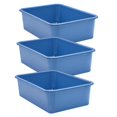 thumbnail image 1 of Bac de Rangement en Plastique, Bleu Ardoise - Grand - Lot de 3, 1 of 1