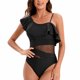 thumbnail image 1 of Trajes de baño de una pieza para mujer, traje de baño de bikini con tirantes y espalda descubierta de color liso para mujer, 1 of 9
