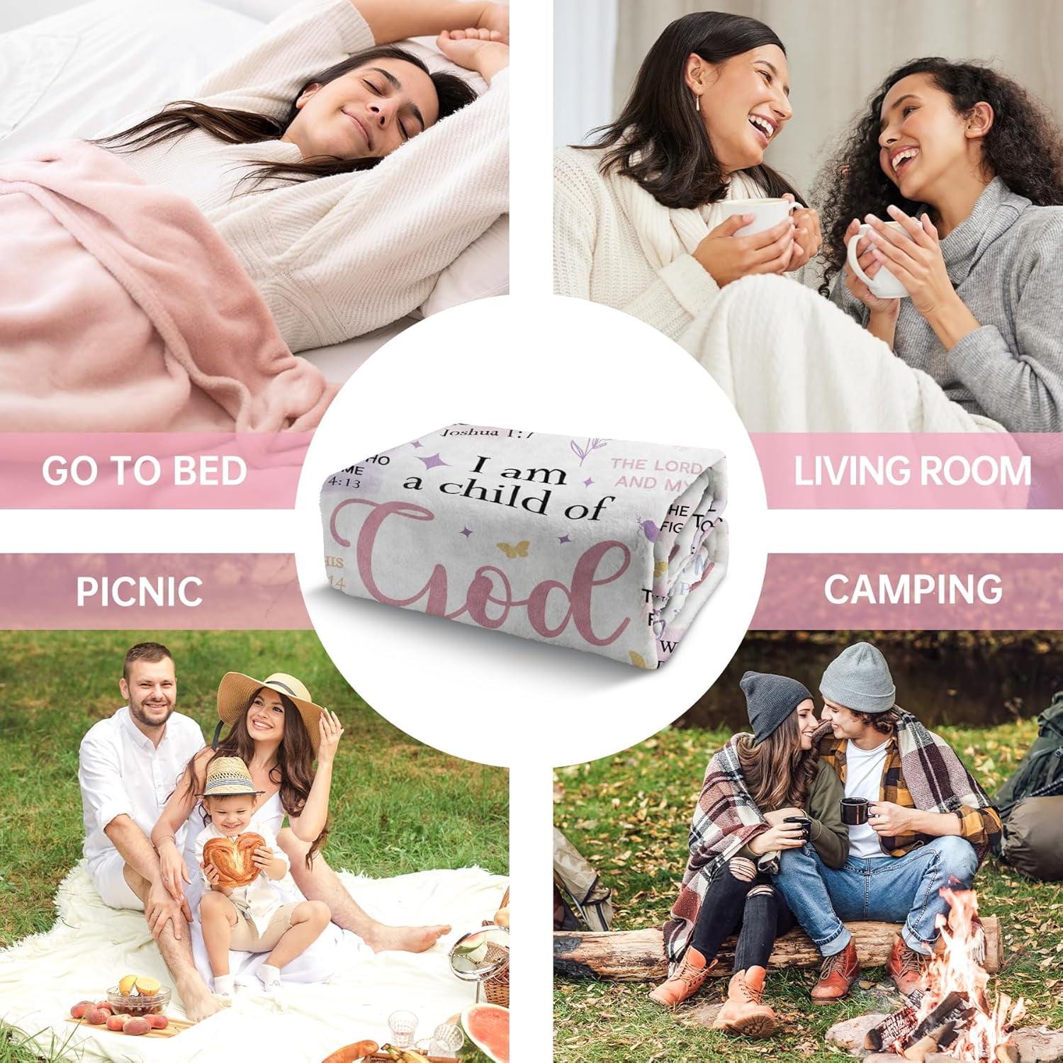 Baptism Gifts for Girl Women, I am A Child of God Blankets, Christian Religious Inspirational Birthday First Communion Gifts for Sister, Friend