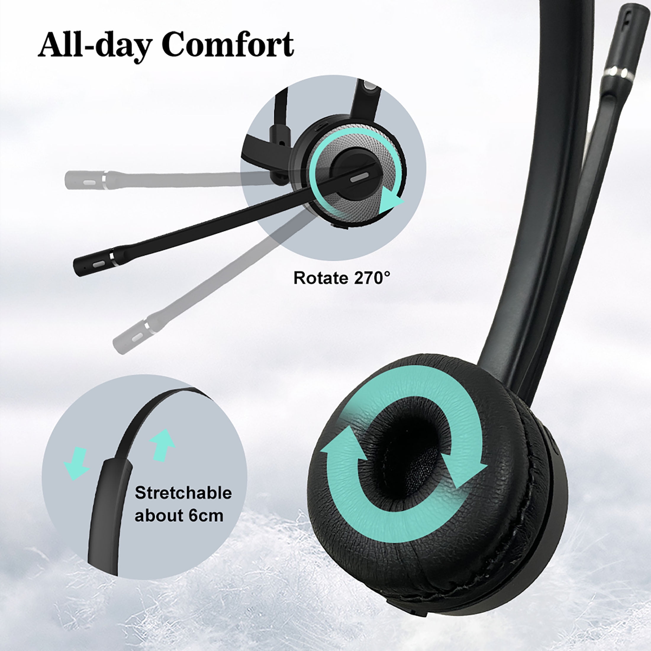 Bluetooth Headphones with Microphone, YAMAY M20 Wireless Headset with Noise  Cancelling Mic for Cell Phones PC Tablet Home Office