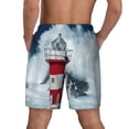 thumbnail image 4 of Uemuo Circular Lighthouse Pattern Mens Swim Trunks Quick Dry Board Shorts with Mesh Lining, Stretch Beach Shorts Quick Dry No-Chafing Board Shorts-X-Large, 4 of 9