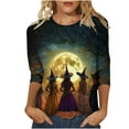 thumbnail image 2 of jobturf Halloween Shirts for Women Novelty Graphic 3/4 Length Sleeve Tee Tops Crewneck Casual Festival Tshirts Aesthetic Workout Clothing, 2 of 5