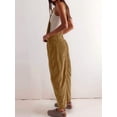 thumbnail image 5 of Corduroy Overalls for Women Wide Leg Bib Pants Adjustable Romper Jumpsuit with Pockets Beige XL, 5 of 8