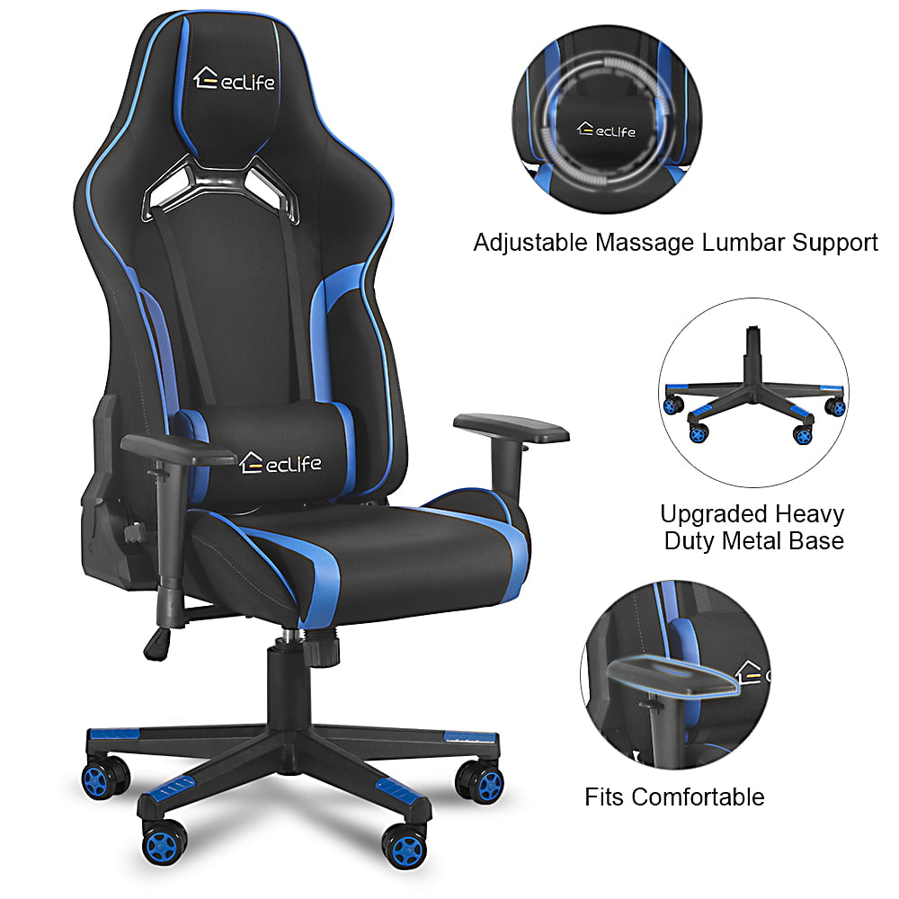 arm rest Ergonomic Computer Chair with Massage Details about   Video Gaming Chairs for Adults 