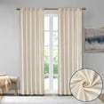 thumbnail image 2 of Pair of High Quality Velvet Fabric Indoor Blackout Curtains, Back Tab Curtain Panel for Living Room, Bedroom 95''x37'' - Ivory, 2 of 5