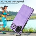 thumbnail image 2 of Nalacover for Samsung Galaxy A12 Wallet Case with Card Slots & Metal Finger Ring, Durable PU Leather Back Double Magnetic Botton Flip Kickstand Purse Shockproof Phone Case,Purple, 2 of 10