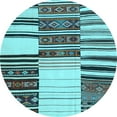thumbnail image 1 of Ahgly Company Indoor Round Patchwork Light Blue Transitional Area Rugs, 6' Round, 1 of 4