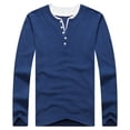 thumbnail image 4 of XUANTAOO Men Tshirt Long Sleeve Button Down Crewneck Henley T-Shirt Lightweight Blue Button Up Shirt Mens Shirts Casual, 4 of 4