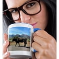 thumbnail image 2 of 3dRose, A large Cow walking down the street in Pine Valley Utah, 11oz Two-Tone Blue Mug, 2 of 7