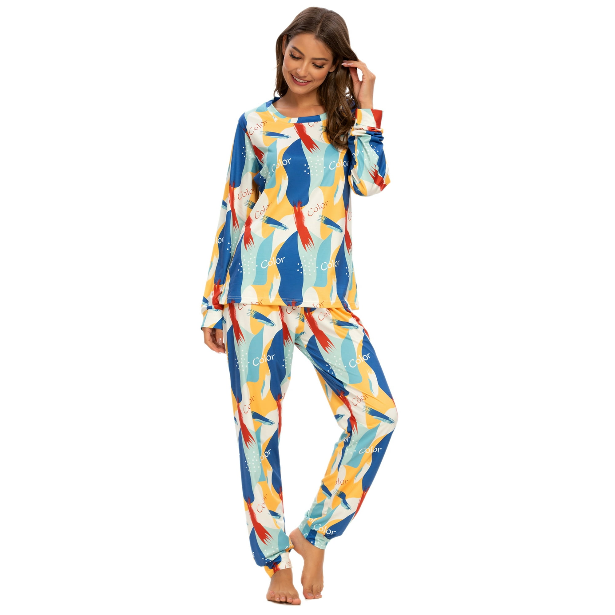Mint Limit Mintlimit Women Pyjamas Set Ladies Pyjamas Pjs Long Sleeve Top And Pants Sleepwear Lady Jogging Style Nightwear Soft Lounge Sets Multi Colo