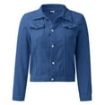 thumbnail image 7 of Pxiakgy Women's Basic Solid Color Button Down Denim Cotton Jacket With Pockets Denim Jacket Coat Dark blue L, 7 of 7