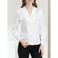 thumbnail image 5 of INSPIRE CHIC Women's Shirt Flat Collar Long Sleeves Button Down Office Satin Shirt S White, 5 of 6