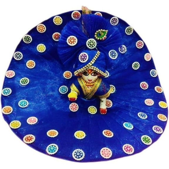 Multicolor Ladoo Gopal Dress Net Fabric and Satin Made Traditional Indian Gift for Krishna ji Janmashtmi Decor (5)
