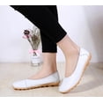 thumbnail image 4 of Women's Leather Shoes Loafers Solid Color Slip-ons Flat Shoes Comfortable Casual Walking Flats, 4 of 12