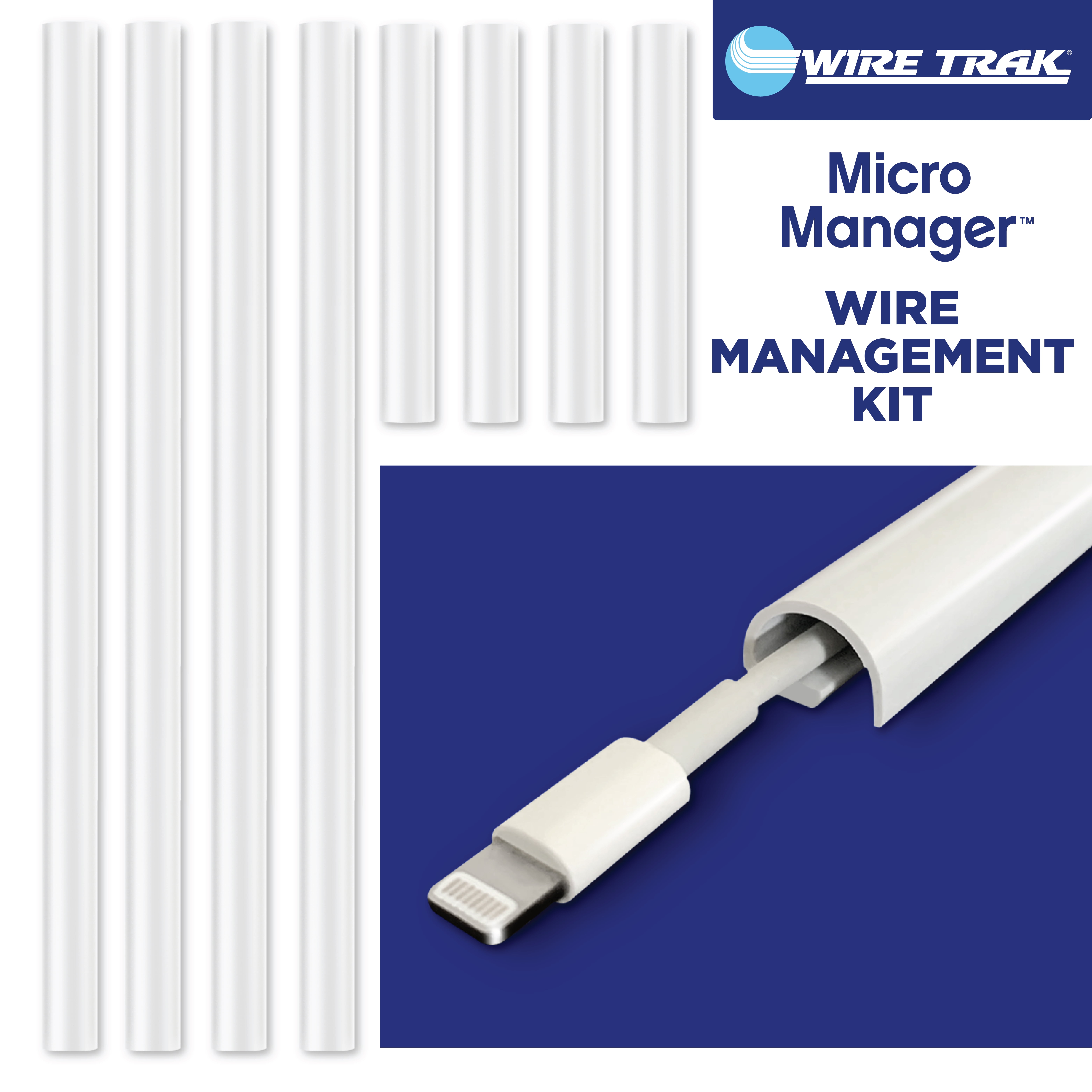 Wire Trak Micro Manager Wire Management Kit, Removable Adhesive