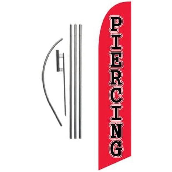 Piercing Advertising Feather Banner Swooper Flag Sign with Flag Pole Kit and Ground Stake