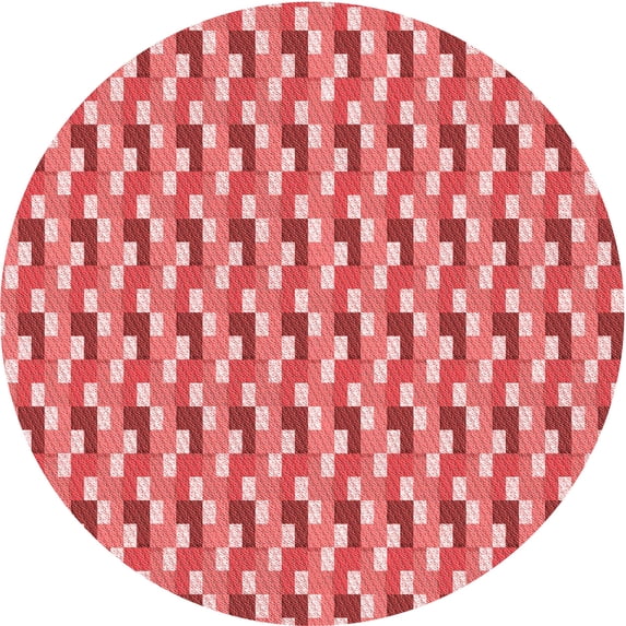 Ahgly Company Machine Washable Indoor Square Transitional Light Coral Pink Area Rugs, 3' Square