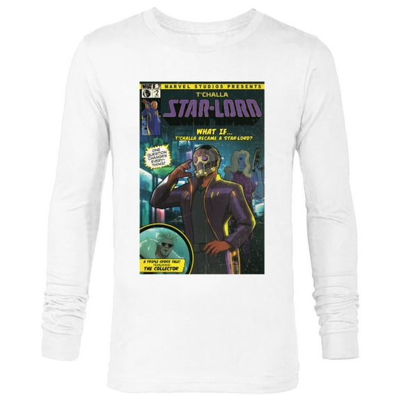 Marvel WHAT IF…? T’Challa became A Star-Lord Comic Cover Standard - Long Sleeve T-Shirt for Men – Customized-White