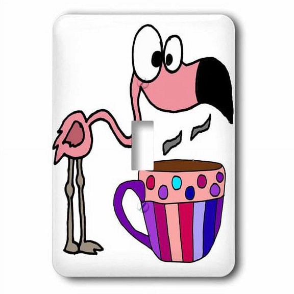 3dRose, Funny Cool Pink Flamingo Bird Drinking Coffee Pop Art, single toggle switch