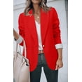 thumbnail image 2 of Blazer Genhoo Oversized para mujer, manga 3/4, color rojo, 2 of 5