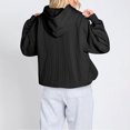 thumbnail image 4 of Jinhomg Womens Fall Sweatshirts Comfy Long Sleeve Cable Knit Pullover Tops Dressy Casual Solid Drawstring Hoodie Oversized Sweatshirt with Pockets Black L, 4 of 7