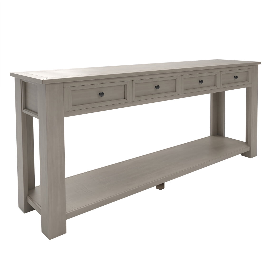 Solid Wood Console Table With 4 Drawers And 1 Bottom Shelf For Entryway, Hallway, Easy Assembly, 63 Inch Long Sofa Table ,Gray Wash
