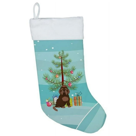 Caroline's Treasures Brown Russian Tsvetnaya Bolonka Lap Dog Tree christmas-stockings, Multicolor