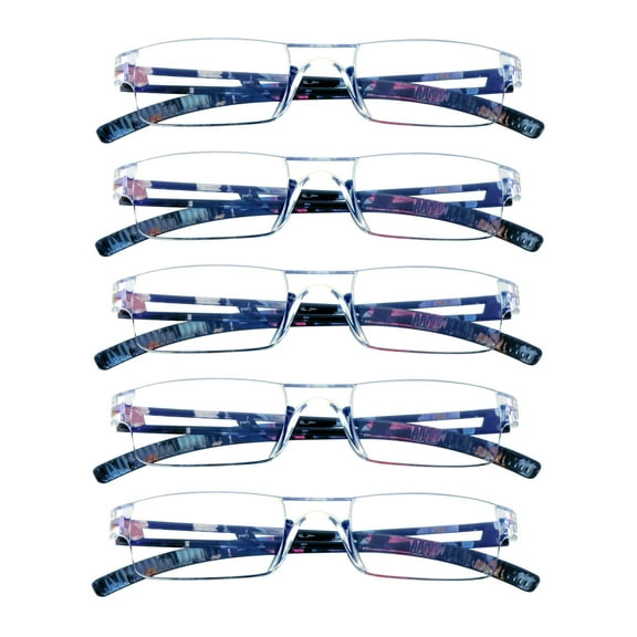 5 Pairs Reading Glasses, Blue Light Blocking Glasses, Computer Reading Glasses for Women and Men, Fashion Square Eyewear Frame (5 Color, 1.00 Magnification)