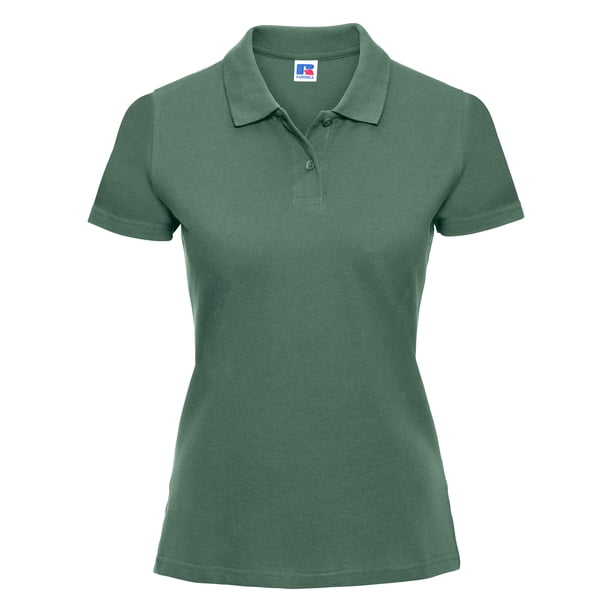 Russell- Polo clásico de algodón para mujer (Verde botella)