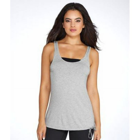 2(X)IST Low Back Modal Tank Striped in Grey Heather, Small