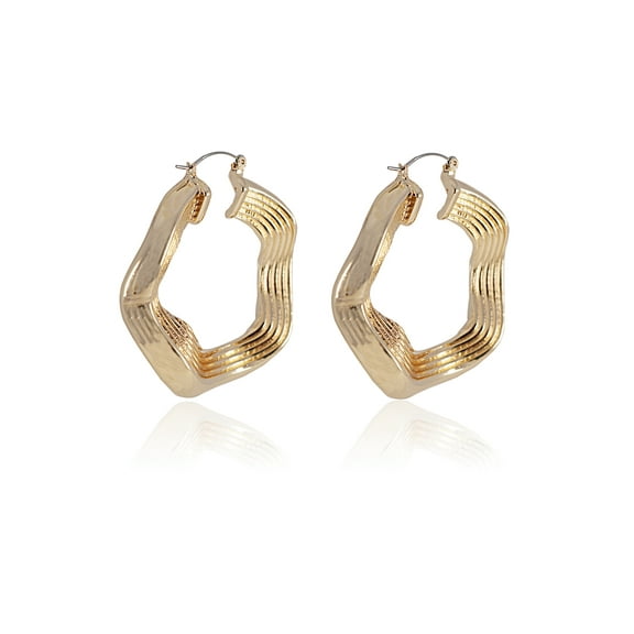 Time and Tru Women's Layered Hoop Earrings, Gold-Tone