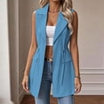 thumbnail image 2 of FRSASU Women's Long Vest Sleeveless Blazer Dressy Fall Summer Suit Jackets Drawstring Waist Notched Collar Business Jackets Blue, 2 of 9
