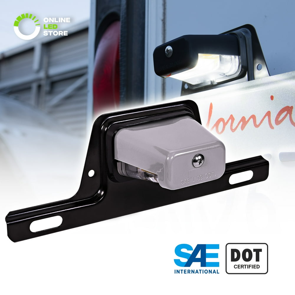 LED Trailer License Plate Lights w/ Bracket [SAE/DOT Certified
