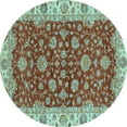 thumbnail image 1 of Ahgly Company Indoor Round Oriental Light Blue Traditional Area Rugs, 4' Round, 1 of 4