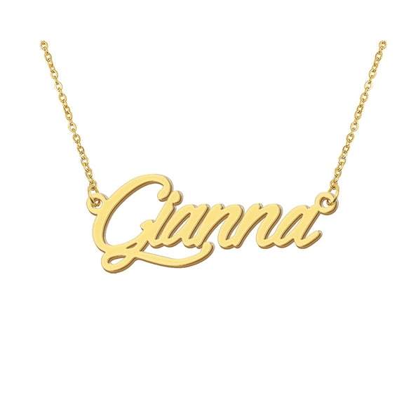 HUAN XUN 18k Gold Plated Gianna Name Necklace Stainless Steel Nameplate Necklaces for Womens Mens Mother Day Christmas Jewelry Gift