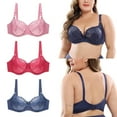 thumbnail image 7 of Woman New Lace Perspective Bra Women Lingerie Underwire Embroidery Floral Bralette Plus Size Non Padded Bra, 7 of 7