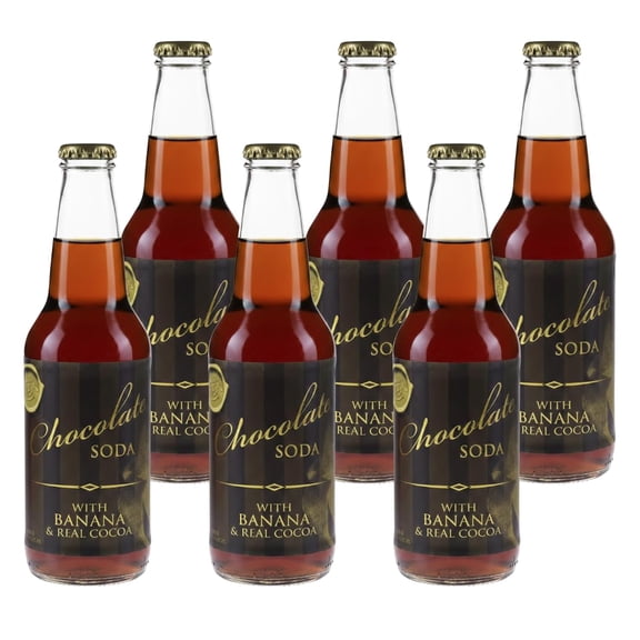 Rocket Fizz Chocolate Banana Soda Flavor | Cane Sugar | Craft Soda Pop Drinks | 12 oz in Glass Bottle (6 Pack)