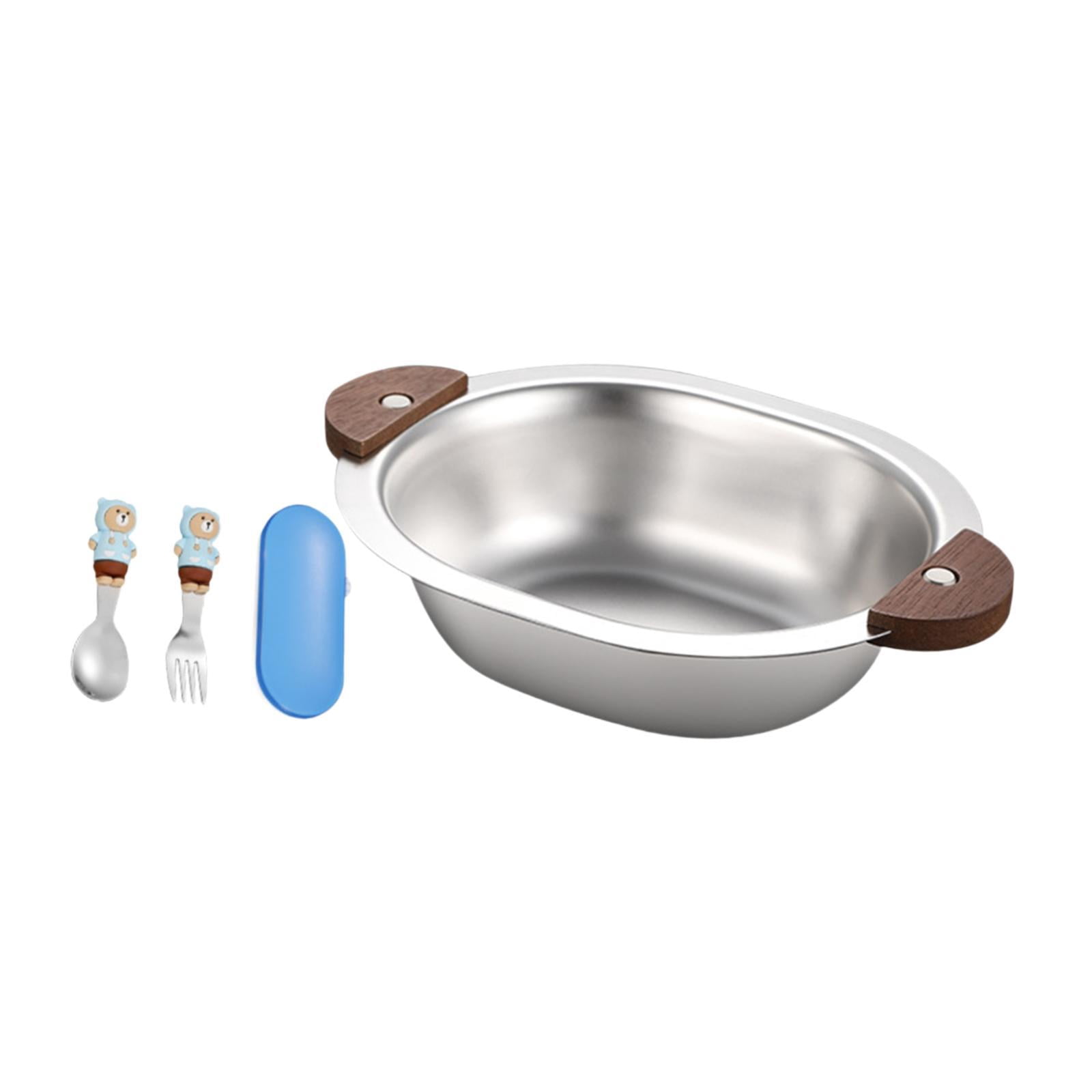 Fiocias Cute Bowls for Kids, Fork Easy to Clean Cereal Mixing Bowl Babies Boys Girls with Blue fork