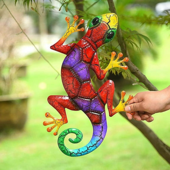 Metal Gecko Yard Garden Decoration for Outdoor Statues Home Garden Wall Decor Miniature Sculpture Lizard Ornaments C