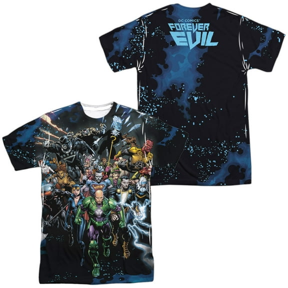 JLA Forever Evil Unisex Adult Sublimated Costume T Shirt (Front/Back), Medium Multicolor