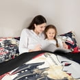 thumbnail image 4 of spefrowx Ukiyo-e Vintage Geisha Full Size Bedding Sets for Adults, Japanese Classic Blossom Floral Full Size Bed in a Bag, Black Reversible, 7 Pieces, 4 of 6