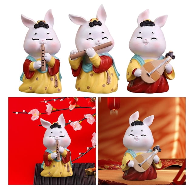 3 Piezas Estatua De Conejo Figuritas De Conejo Encantos Juguetes Para Decoración Del Hogar perfecl Escultura de conejo