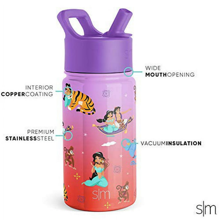 Simple Modern Disney Character Insulated Water Bottle with Straw Lid  Reusable Wide Mouth Stainless Steel Flask Thermos, 14oz 