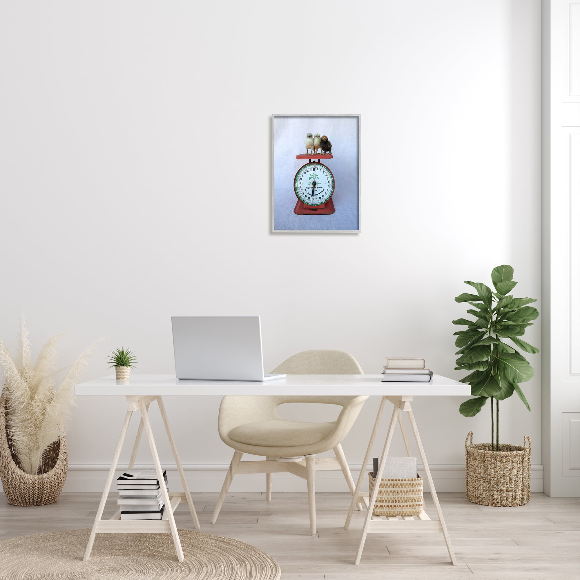 Stupell Industries Country Baby Chick Birds on Vintage Kitchen Scale Photograph Gray Framed Art Print Wall Art, Design by Tania Soderman