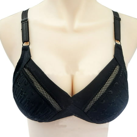 HCURIBAD Wireless Bras Clearance! Women s Full Cup Bra Wide Straps Wired Padded Plus Size Comfort Everyday Bra Push up Bra Backless Bra Bras for Women Black D
