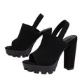 thumbnail image 5 of IUJSOY Platform Heels for Women Lug Sole Peep Toe Slingback Knit Mesh Sandals Casual Dress Shoes, 5 of 9