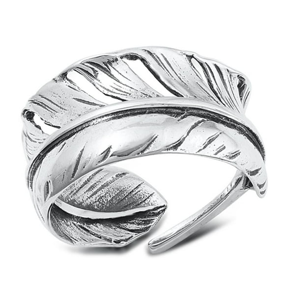 Cute Feather Ring .925 High Polished Sterling Silver Band Jewelry Female Male Unisex Size 7