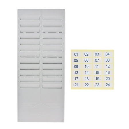 24-Slot Time Card Rack Plastic Wall Mounted Cards Holder for Office Factory Time Card Machine Attendance
