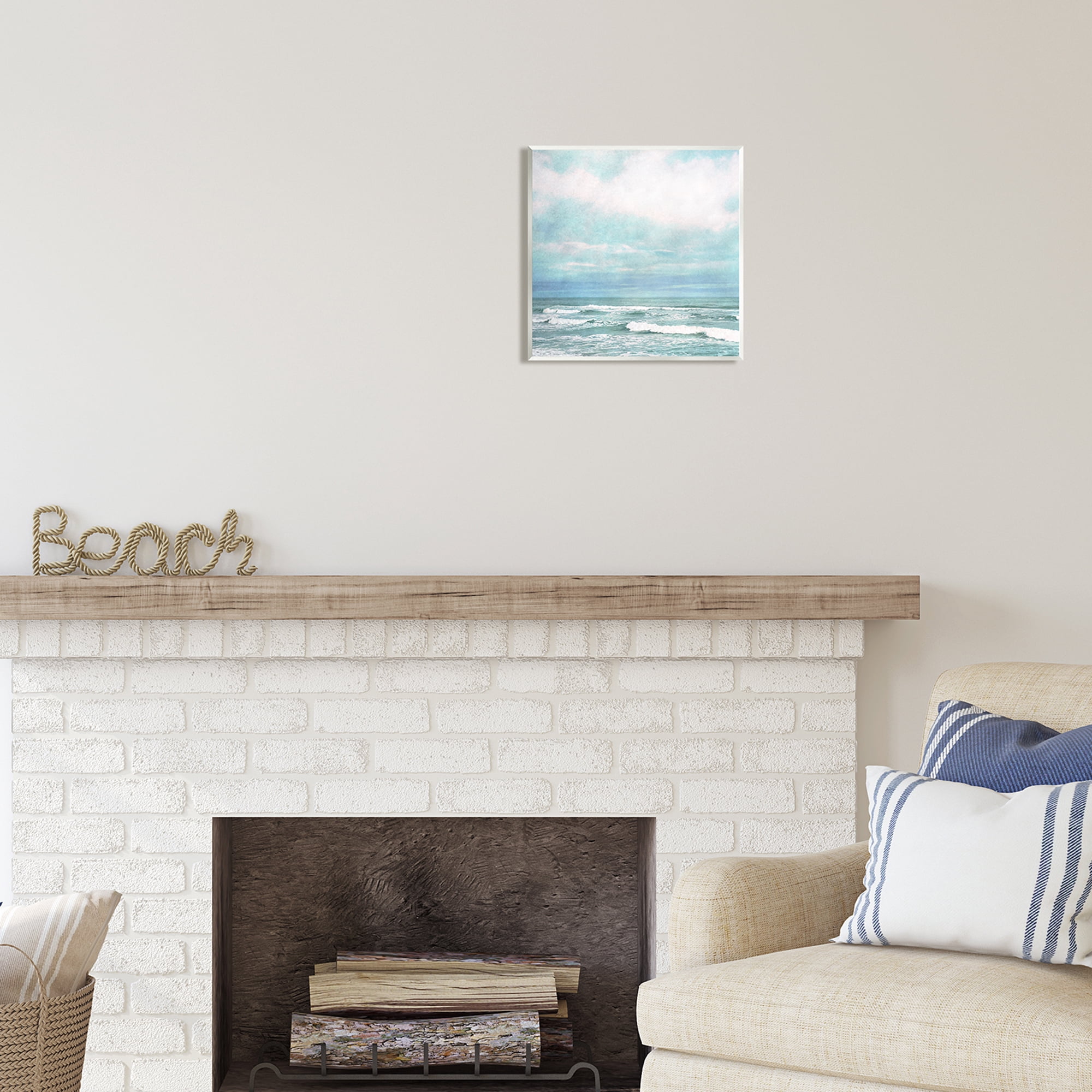 Stupell Industries Beach Waves Horizon Landscape Painting Unframed Art Print Wall Art, 12 x 12